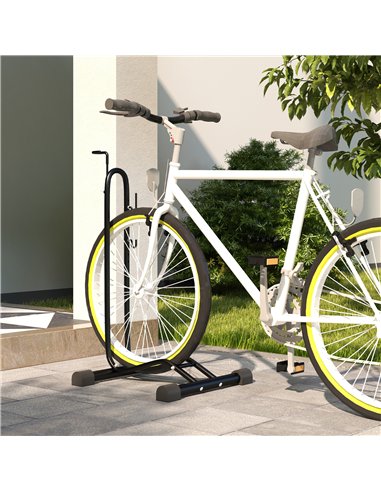 SPORTNOW Vertical & Horizontal Bike Rack Bicycle Storage Stand with Adjustable Hooks, Fits 6"-28" and 700c Bikes