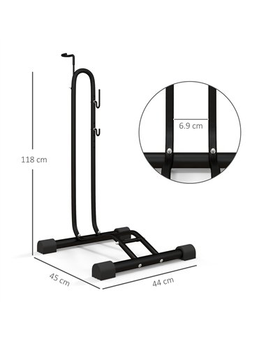 SPORTNOW Vertical & Horizontal Bike Rack Bicycle Storage Stand with Adjustable Hooks, Fits 6"-28" and 700c Bikes
