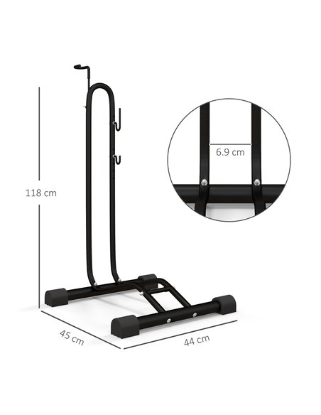 SPORTNOW Vertical & Horizontal Bike Rack Bicycle Storage Stand with Adjustable Hooks, Fits 6"-28" and 700c Bikes - pic 123683 | FastDaddyshop