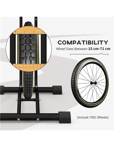 SPORTNOW Vertical & Horizontal Bike Rack Bicycle Storage Stand with Adjustable Hooks, Fits 6"-28" and 700c Bikes - pic 123685 | FastDaddyshop