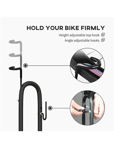 SPORTNOW Vertical & Horizontal Bike Rack Bicycle Storage Stand with Adjustable Hooks, Fits 6"-28" and 700c Bikes