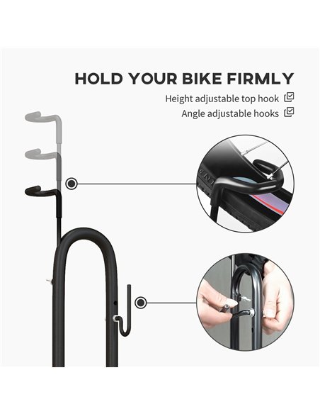 SPORTNOW Vertical & Horizontal Bike Rack Bicycle Storage Stand with Adjustable Hooks, Fits 6"-28" and 700c Bikes - pic 123686 | FastDaddyshop