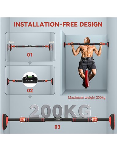 SPORTNOW Pull Up Bar Doorway No Screws, Door Frame Chin Up Bar with Level Metre, 96-130 cm (37.8"-51.2") Width Adjustable for Ho