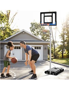 SPORTNOW 2.1-2.6m Adjustable Basketball Hoop and Basketball Stand w/ Backboard and Weighted Base, Portable on Wheels, White 2