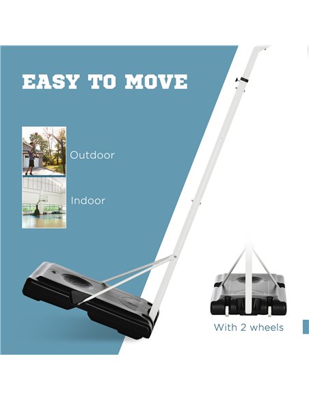 SPORTNOW 2.1-2.6m Adjustable Basketball Hoop and Basketball Stand w/ Backboard and Weighted Base, Portable on Wheels, White - pic 123704 | FastDaddyshop