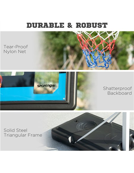 SPORTNOW 2.1-2.6m Adjustable Basketball Hoop and Basketball Stand w/ Backboard and Weighted Base, Portable on Wheels, White - pic 123705 | FastDaddyshop