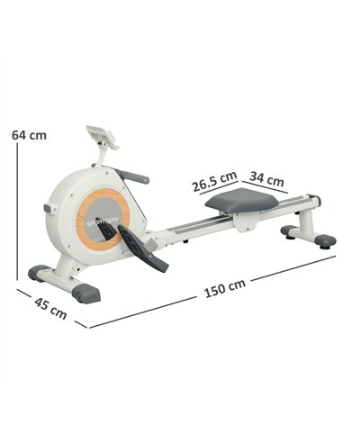 SPORTNOW Rowing Machine, 16-Level Magnetic Rower Machine with LCD Monitor and Phone Holder, White