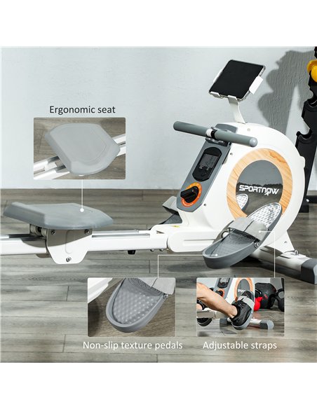 SPORTNOW Rowing Machine, 16-Level Magnetic Rower Machine with LCD Monitor and Phone Holder, White - pic 123715 | FastDaddyshop