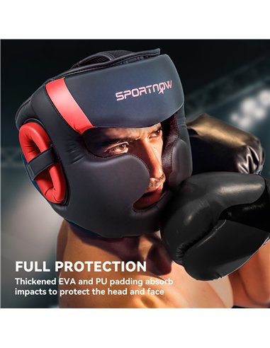 SPORTNOW Boxing Headguard, Boxing Headgear Helmet with Adjustable Strap for Full Face Protection for Kickboxing Sparring Martial