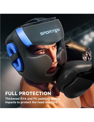 SPORTNOW Boxing Headguard, Boxing Headgear Helmet with Adjustable Strap for Full Face Protection for Kickboxing Sparring Martial