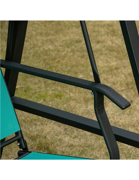Outsunny 2 Seater Garden Swing Seat Swing Chair Outdoor Hammock Bench w/ Adjustable Tilting Canopy, Texteline Seats and Steel Fr - pic 12374 | FastDaddyshop
