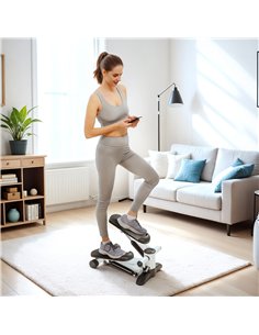 SPORTNOW Mini Stepper, Compact Step Machine Exerciser for Home Workout with LCD Monitor and Non-Slip Pedals, White 2