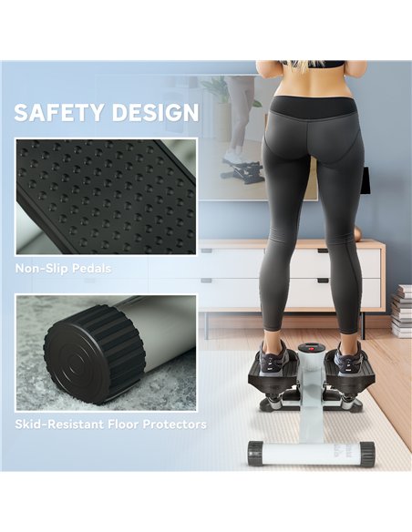 SPORTNOW Mini Stepper, Compact Step Machine Exerciser for Home Workout with LCD Monitor and Non-Slip Pedals, White - pic 123749 | FastDaddyshop
