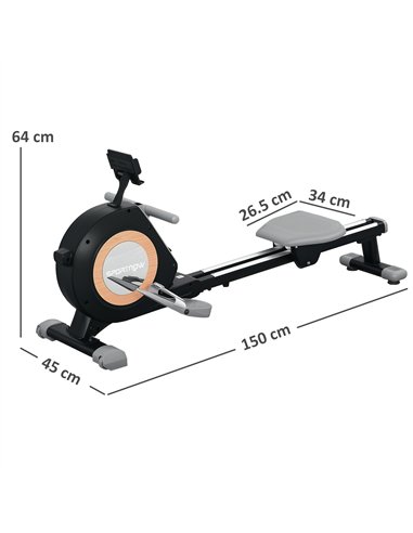 SPORTNOW Rowing Machine, 16-Level Magnetic Rower Machine with LCD Monitor and Phone Holder, Black