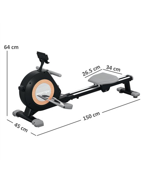 SPORTNOW Rowing Machine, 16-Level Magnetic Rower Machine with LCD Monitor and Phone Holder, Black - pic 123755 | FastDaddyshop
