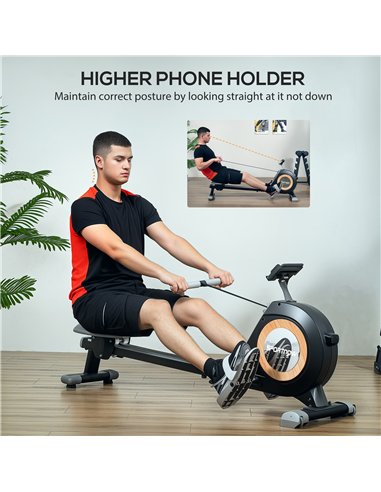 SPORTNOW Rowing Machine, 16-Level Magnetic Rower Machine with LCD Monitor and Phone Holder, Black