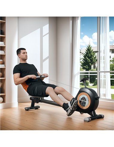 SPORTNOW Rowing Machine, 16-Level Magnetic Rower Machine with LCD Monitor and Phone Holder, Black