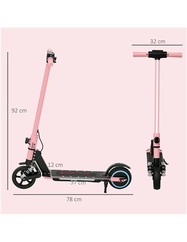 SPORTNOW Folding Electric Scooter for Kids Age 6-14 with Dual Brakes, Front Suspension, LED Colourful Lights and Display, 6.8kg 