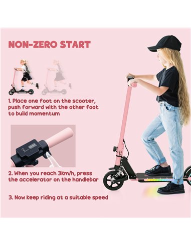 SPORTNOW Folding Electric Scooter for Kids Age 6-14 with Dual Brakes, Front Suspension, LED Colourful Lights and Display, 6.8kg 
