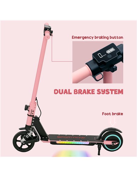 SPORTNOW Folding Electric Scooter for Kids Age 6-14 with Dual Brakes, Front Suspension, LED Colourful Lights and Display, 6.8kg  - pic 123766 | FastDaddyshop