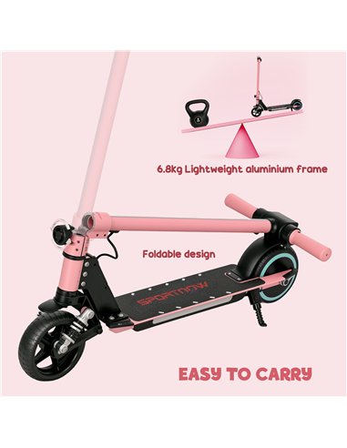 SPORTNOW Folding Electric Scooter for Kids Age 6-14 with Dual Brakes, Front Suspension, LED Colourful Lights and Display, 6.8kg 
