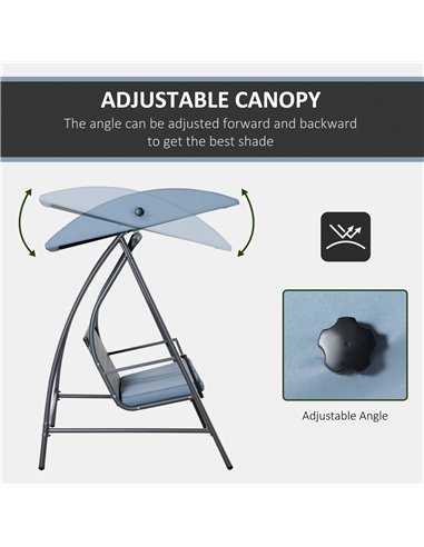 Outsunny 2-3 Seater Outdoor Garden Rattan Swing Chair with Adjustable Canopy Removable Cushion Hammock Seater Bench Bed Lounger,