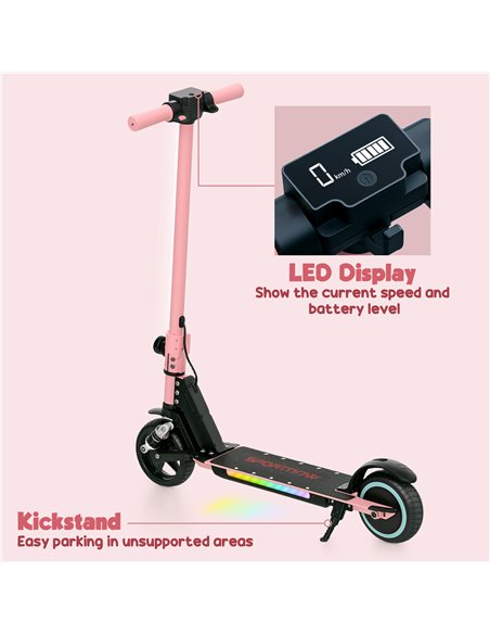 SPORTNOW Folding Electric Scooter for Kids Age 6-14 with Dual Brakes, Front Suspension, LED Colourful Lights and Display, 6.8kg  - pic 123770 | FastDaddyshop