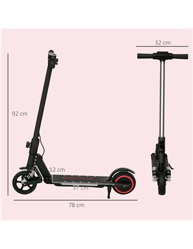 SPORTNOW Folding Electric Scooter for Kids Age 6-14 with Dual Brakes, Front Suspension, LED Colourful Lights and Display, 6.8kg 