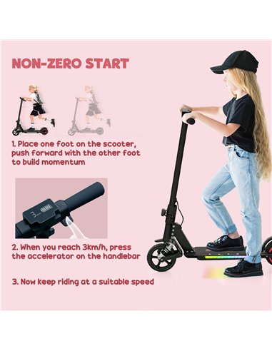 SPORTNOW Folding Electric Scooter for Kids Age 6-14 with Dual Brakes, Front Suspension, LED Colourful Lights and Display, 6.8kg 