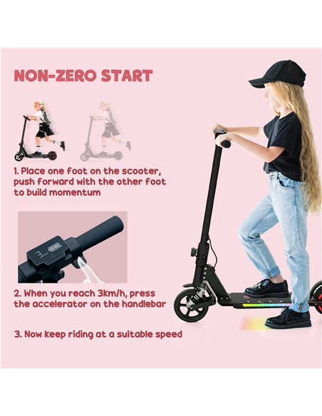 SPORTNOW Folding Electric Scooter for Kids Age 6-14 with Dual Brakes, Front Suspension, LED Colourful Lights and Display, 6.8kg  - pic 123774 | FastDaddyshop