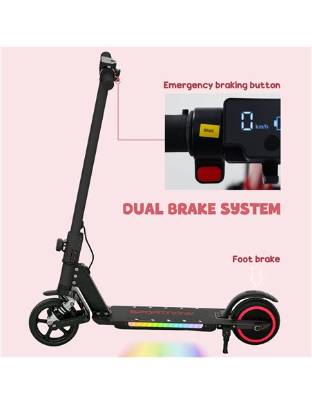 SPORTNOW Folding Electric Scooter for Kids Age 6-14 with Dual Brakes, Front Suspension, LED Colourful Lights and Display, 6.8kg  - pic 123775 | FastDaddyshop