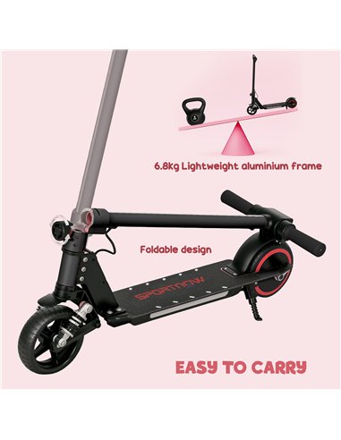 SPORTNOW Folding Electric Scooter for Kids Age 6-14 with Dual Brakes, Front Suspension, LED Colourful Lights and Display, 6.8kg 