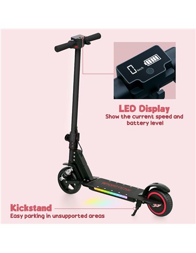 SPORTNOW Folding Electric Scooter for Kids Age 6-14 with Dual Brakes, Front Suspension, LED Colourful Lights and Display, 6.8kg 