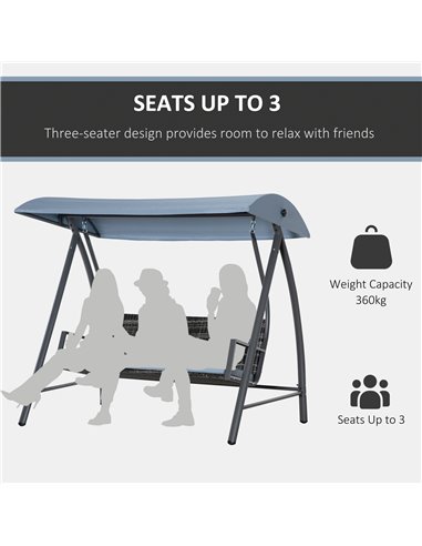 Outsunny 2-3 Seater Outdoor Garden Rattan Swing Chair with Adjustable Canopy Removable Cushion Hammock Seater Bench Bed Lounger,