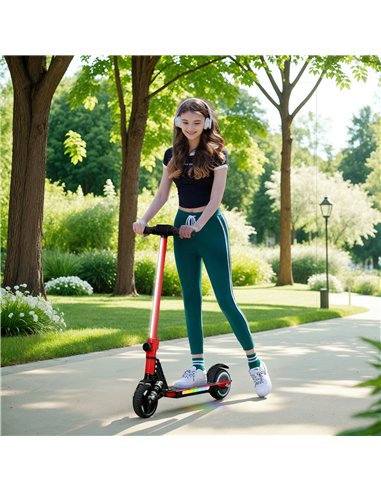 SPORTNOW Folding Electric Scooter for Kids Age 6-14 with Dual Brakes, Front Suspension, LED Colourful Lights and Display, 6.8kg 