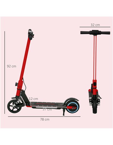 SPORTNOW Folding Electric Scooter for Kids Age 6-14 with Dual Brakes, Front Suspension, LED Colourful Lights and Display, 6.8kg 