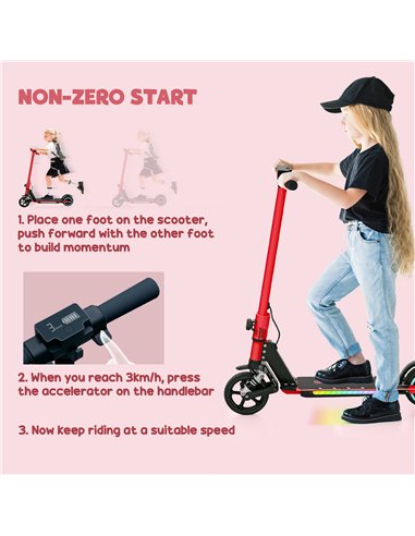 SPORTNOW Folding Electric Scooter for Kids Age 6-14 with Dual Brakes, Front Suspension, LED Colourful Lights and Display, 6.8kg 