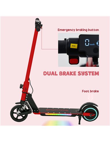 SPORTNOW Folding Electric Scooter for Kids Age 6-14 with Dual Brakes, Front Suspension, LED Colourful Lights and Display, 6.8kg 