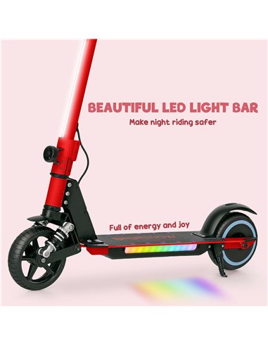 SPORTNOW Folding Electric Scooter for Kids Age 6-14 with Dual Brakes, Front Suspension, LED Colourful Lights and Display, 6.8kg 