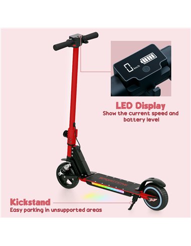 SPORTNOW Folding Electric Scooter for Kids Age 6-14 with Dual Brakes, Front Suspension, LED Colourful Lights and Display, 6.8kg 