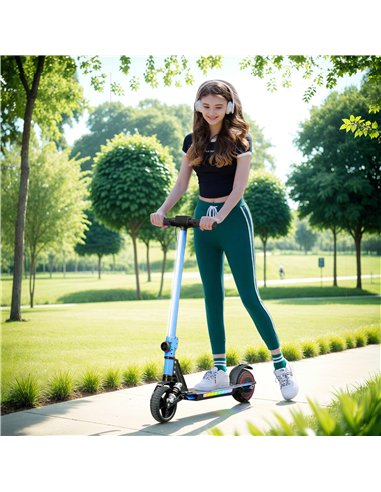 SPORTNOW Folding Electric Scooter for Kids Age 6-14 with Dual Brakes, Front Suspension, LED Colourful Lights and Display, 6.8kg 