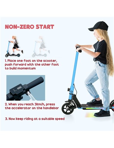 SPORTNOW Folding Electric Scooter for Kids Age 6-14 with Dual Brakes, Front Suspension, LED Colourful Lights and Display, 6.8kg 