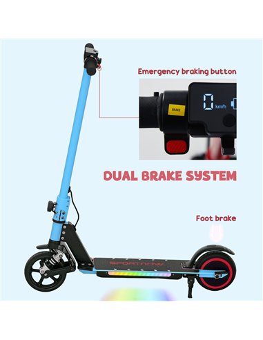 SPORTNOW Folding Electric Scooter for Kids Age 6-14 with Dual Brakes, Front Suspension, LED Colourful Lights and Display, 6.8kg 
