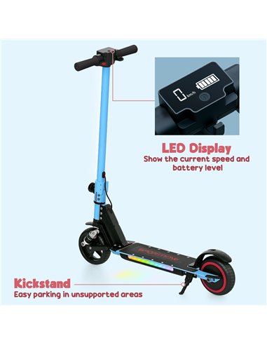 SPORTNOW Folding Electric Scooter for Kids Age 6-14 with Dual Brakes, Front Suspension, LED Colourful Lights and Display, 6.8kg 