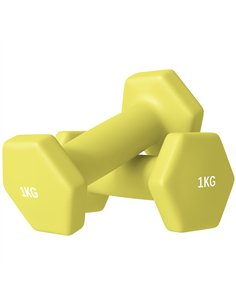 SPORTNOW 2 x 1kg Hexagonal Dumbbells Weights Set with Non-Slip Grip for Home Gym Workout, Yellow