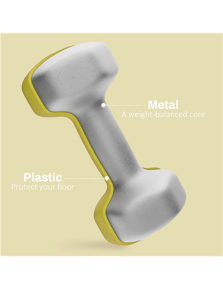 SPORTNOW 2 x 1kg Hexagonal Dumbbells Weights Set with Non-Slip Grip for Home Gym Workout, Yellow - pic 123802 | FastDaddyshop