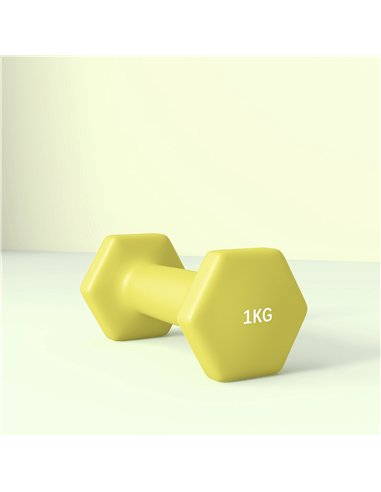 SPORTNOW 2 x 1kg Hexagonal Dumbbells Weights Set with Non-Slip Grip for Home Gym Workout, Yellow