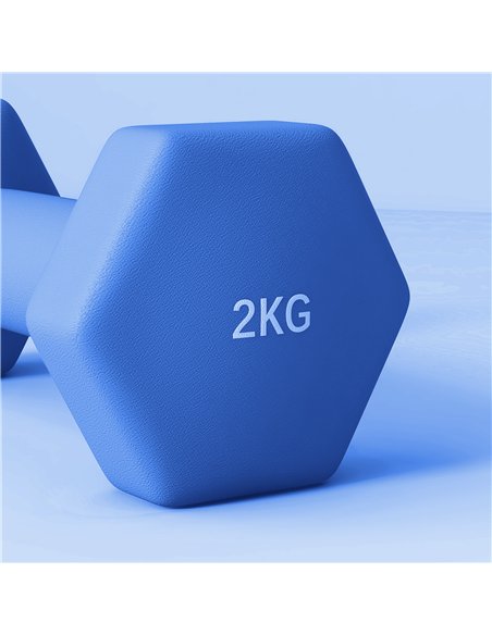 SPORTNOW 2 x 2kg Hexagonal Dumbbells Weights Set with Non-Slip Grip for Home Gym Workout, Blue - pic 123814 | FastDaddyshop