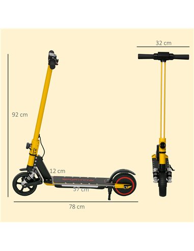 SPORTNOW Folding Electric Scooter for Kids Age 6-14 with Dual Brakes, Front Suspension, LED Colourful Lights and Display, 6.8kg 
