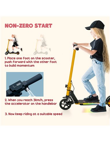 SPORTNOW Folding Electric Scooter for Kids Age 6-14 with Dual Brakes, Front Suspension, LED Colourful Lights and Display, 6.8kg 